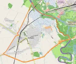 Mapa konturowa Terespola, po lewej znajduje się punkt z opisem „Terespol”