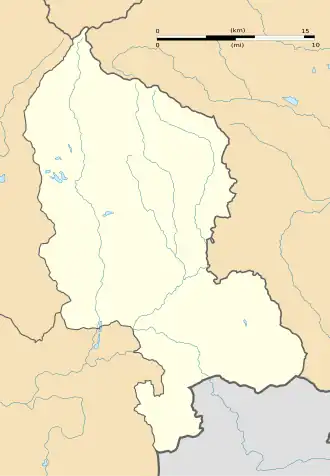 Mapa konturowa Territoire de Belfort, blisko dolnej krawiędzi nieco na prawo znajduje się punkt z opisem „Villars-le-Sec”