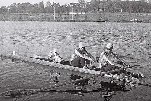 Dwójka ze sternikiem A. Tomasiak, W. Witkowski, st. Pikus w 1972