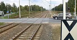 Przejazd kolejowo-drogowy w Toporze (2016), widok w kierunku Kuźnicy Białostockiej