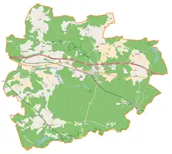 Mapa konturowa gminy Torzym, w centrum znajduje się punkt z opisem „Torzym”