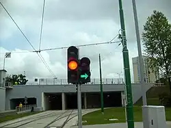 Wjazd do tunelu na trasie tramwajowej osiedle Lecha - Franowo (czerwiec 2012)