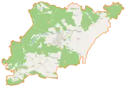 Mapa konturowa gminy Trzcianka, w centrum znajduje się punkt z opisem „Muzeum Ziemi Nadnoteckiej im. Wiktora Stachowiaka w Trzciance”