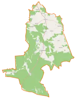 Mapa konturowa gminy Trzebielino, u góry znajduje się punkt z opisem „Torfowisko Zielin Miastecki”