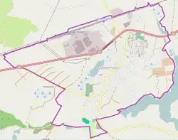 Mapa konturowa Trzemeszna, u góry znajduje się punkt z opisem „Trzemeszno”