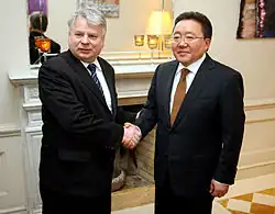Prezydent Mongolii Cachiagijn Elbegdordż i Marszałek Senatu RP Bogdan Borusewicz