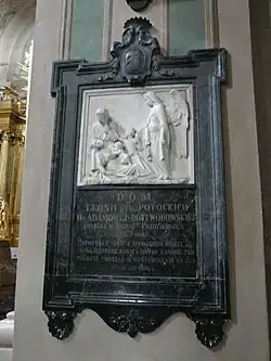 Epitafium Leonii z Potockich Adamowej Rostworowskiej (1827-59) w kościele parafialnym w Tykocinie