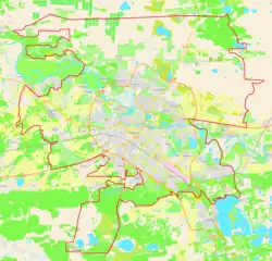 Mapa konturowa Tiumenia, blisko lewej krawiędzi znajduje się punkt z opisem „miejsce zdarzenia”