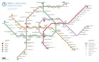 Schemat linii metra w Wiedniu przed rozpoczęciem budowy U5