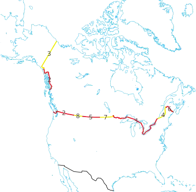 Prowincje i terytoria graniczące ze Stanami Zjednoczonymi