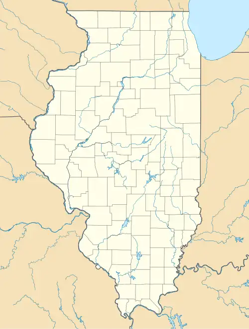 Mapa konturowa Illinois, w centrum znajduje się punkt z opisem „Springfield”
