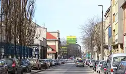 Widok ulicy od skrzyżowania z ul. Dolnych Młynów na zachód