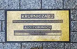 ul. Krupnicza 12Tablica upamiętniająca Alojzego Bunscha