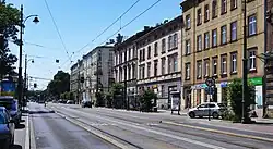 Widok w kierunku zachodnim, skrzyżowanie z ul. Rakowicką