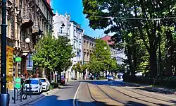 Widok ulicy od skrzyżowania z ul. Kapucyńską