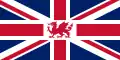 Propozycja flagi Wielkiej Brytanii zawierająca symbol smoka zapożyczony z biało-zielono-czerwonej flagi Walii