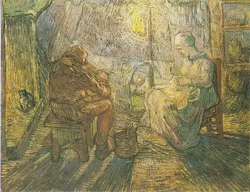 Wieczór: czuwanie (wg Milleta) (1889), Muzeum Vincenta van Gogha