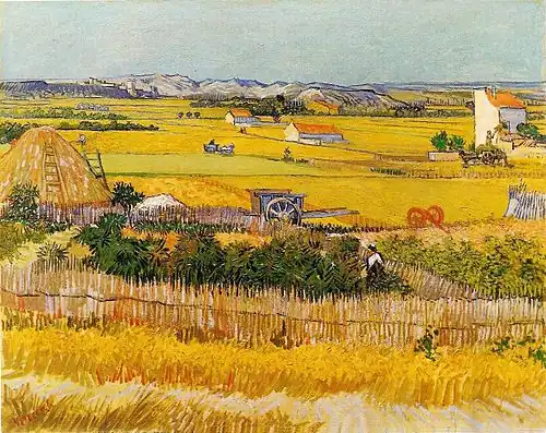 Vincent van Gogh, Żniwa w La Crau z Montmajour w tle