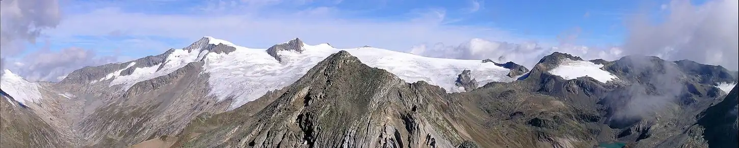 Panorama środkowej części grupy, widok z Kreuzspitze