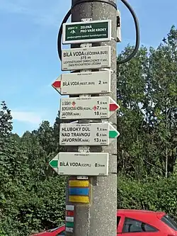 Kierunkowskaz informujący odległość do przejścia granicznego (sierpień 2015)