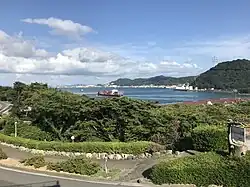 Cieśnina Shimonoseki (Kanmon) widziana ze stacji Dan-no-ura kolejki linowej Hi-no-yama