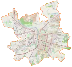 Mapa konturowa Witebska, w centrum znajduje się punkt z opisem „Witebsk”