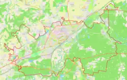 Mapa konturowa miasta Włodzimierz, w centrum znajduje się punkt z opisem „Sobór św. Dymitra Sołuńskiego”