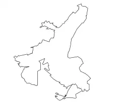 Mapa konturowa Wołgogradu, blisko centrum u góry znajduje się punkt z opisem „Płoszczad´ Lenina”