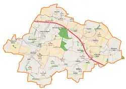 Mapa konturowa gminy Wądroże Wielkie, po lewej znajduje się punkt z opisem „Mierczyce”