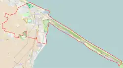 Mapa konturowa Władysławowa, u góry po lewej znajduje się punkt z opisem „Kościół Wniebowzięcia Najświętszej Maryi Panny we Władysławowie”