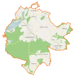 Mapa konturowa gminy Włoszakowice, na dole znajduje się punkt z opisem „Zbarzewo”