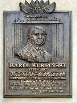 Tablica Karola Kurpińskiego na kościele