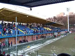 West stand of Letna Stadium in Zlin