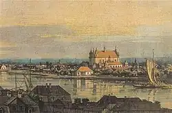 Widok Pragi z kościołem bernardynów i kaplicą Loretańską, obraz Bernarda Canaletta, 1772