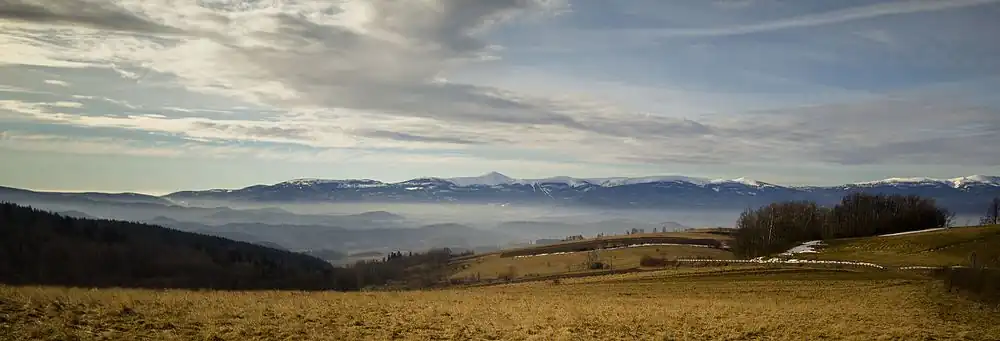 Panorama Karkonoszy z Gór Kaczawskich