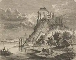 Widok zamku w Sanoku, 1863