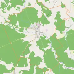 Mapa konturowa Wielbarku, po lewej nieco u góry znajduje się punkt z opisem „Omulew”