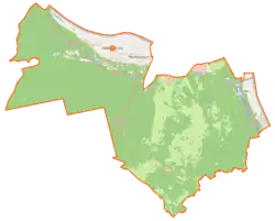 Mapa konturowa gminy Wielka Nieszawka, u góry nieco na lewo znajduje się punkt z opisem „Cierpice”