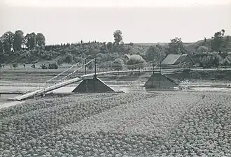 Kładka nad Osławą - widok od strony linii kolejowej, przed 1936