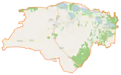 Mapa konturowa gminy Wijewo, po prawej nieco u góry znajduje się punkt z opisem „Zaborówiec”
