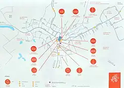 Mapa z wilamowskimi nazwami miejscowymi