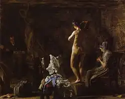 Thomas Eakins, William Rush rzeźbiący postać alegoryczną nad rzeką Schuylkill, 1876–1877