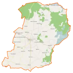 Mapa konturowa gminy Witkowo, na dole po lewej znajduje się punkt z opisem „Gorzykowo”