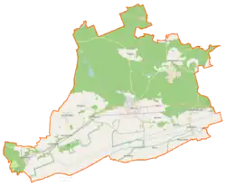 Mapa konturowa gminy Witnica, w centrum znajduje się punkt z opisem „Torfowisko Ustronie”