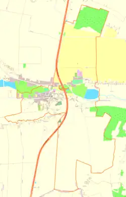 Mapa konturowa Wodzisława, blisko centrum na prawo znajduje się punkt z opisem „Brzezie”