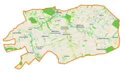 Mapa konturowa gminy Wojciechów, po prawej nieco u góry znajduje się punkt z opisem „Palikije Drugie”