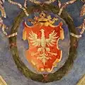 Herb województwa poznańskiego na sklepieniu dawnej Izby Poselskiej na Zamku Królewskim w Warszawie.