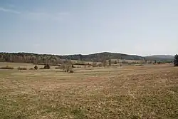 Widok z Przełęczy Wolańskiej na wieś