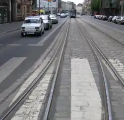 Splot torów tramwajowych we Wrocławiu