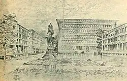 Wizualizacja projektu budynku opublikowana na łamach „Stolicy” w 1951 roku